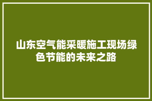 山东空气能采暖施工现场绿色节能的未来之路