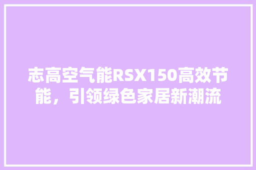 志高空气能RSX150高效节能，引领绿色家居新潮流