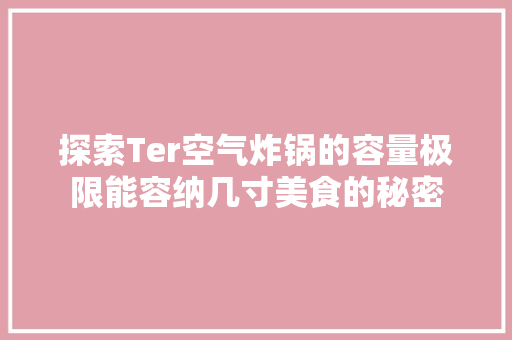 探索Ter空气炸锅的容量极限能容纳几寸美食的秘密