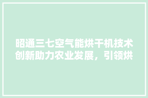 昭通三七空气能烘干机技术创新助力农业发展，引领烘干新潮流