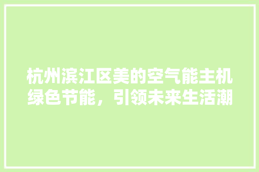 杭州滨江区美的空气能主机绿色节能，引领未来生活潮流