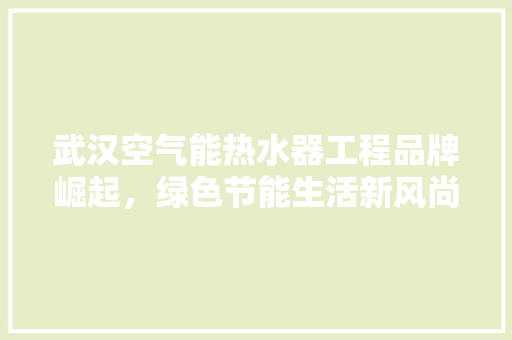 武汉空气能热水器工程品牌崛起，绿色节能生活新风尚