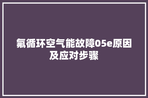 氟循环空气能故障05e原因及应对步骤