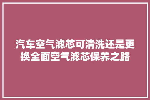 汽车空气滤芯可清洗还是更换全面空气滤芯保养之路