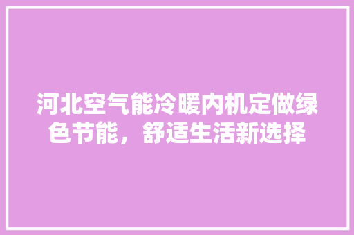 河北空气能冷暖内机定做绿色节能，舒适生活新选择