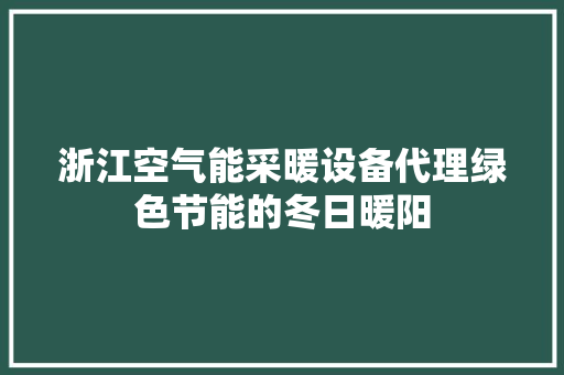 浙江空气能采暖设备代理绿色节能的冬日暖阳