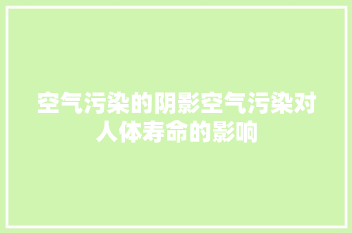 空气污染的阴影空气污染对人体寿命的影响