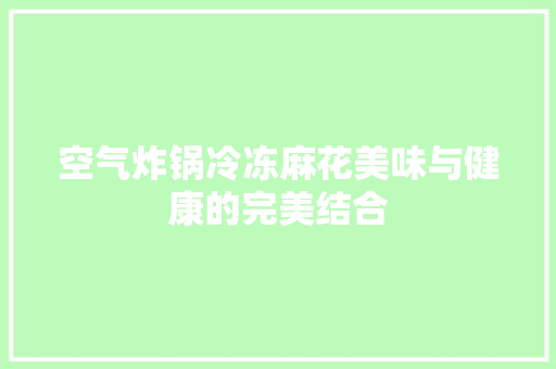 空气炸锅冷冻麻花美味与健康的完美结合