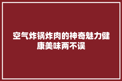空气炸锅炸肉的神奇魅力健康美味两不误