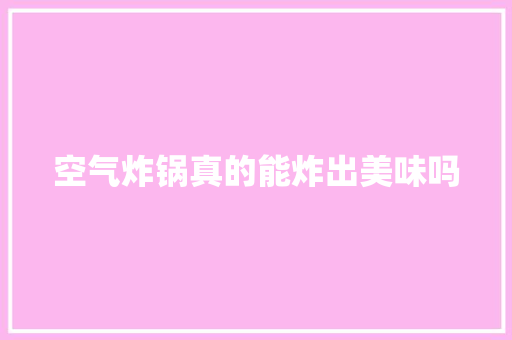 空气炸锅真的能炸出美味吗