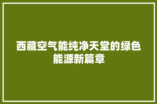 西藏空气能纯净天堂的绿色能源新篇章