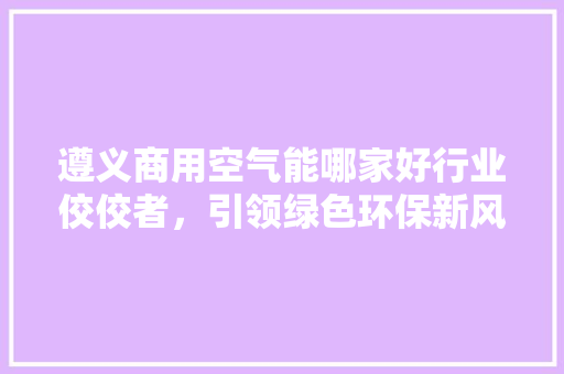 遵义商用空气能哪家好行业佼佼者，引领绿色环保新风尚