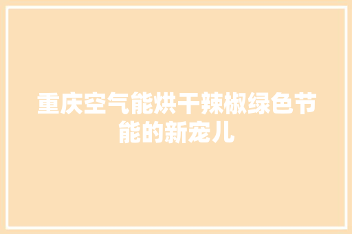 重庆空气能烘干辣椒绿色节能的新宠儿