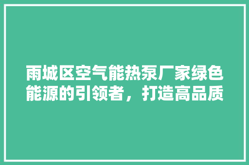 雨城区空气能热泵厂家绿色能源的引领者，打造高品质生活