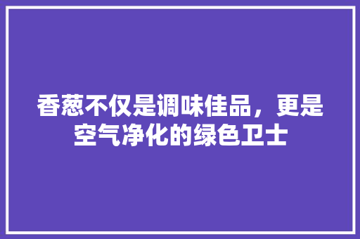 香葱不仅是调味佳品，更是空气净化的绿色卫士