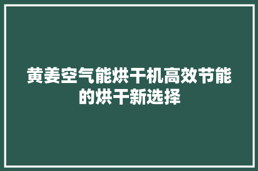 黄姜空气能烘干机高效节能的烘干新选择