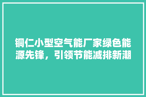 铜仁小型空气能厂家绿色能源先锋，引领节能减排新潮流