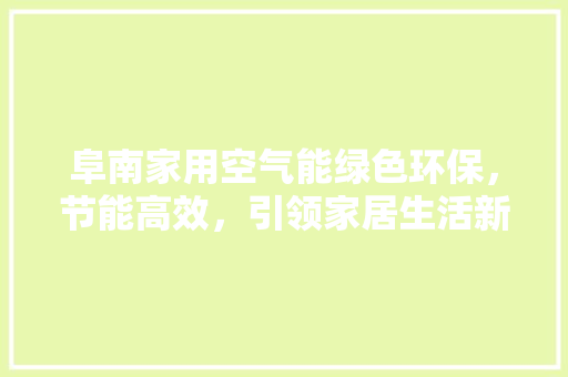 阜南家用空气能绿色环保，节能高效，引领家居生活新风尚 家电维修