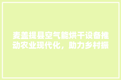 麦盖提县空气能烘干设备推动农业现代化，助力乡村振兴 汽车维修