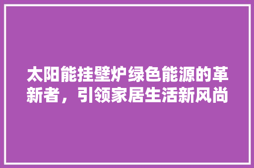 太阳能挂壁炉绿色能源的革新者，引领家居生活新风尚