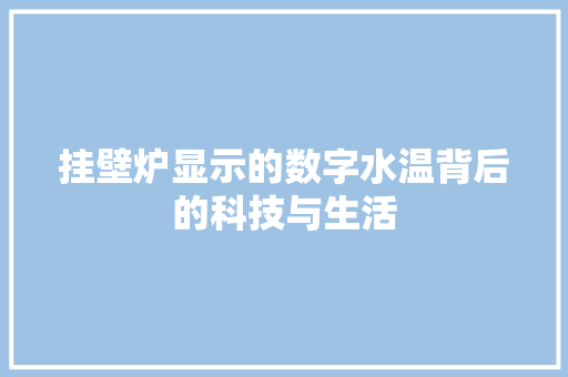 挂壁炉显示的数字水温背后的科技与生活