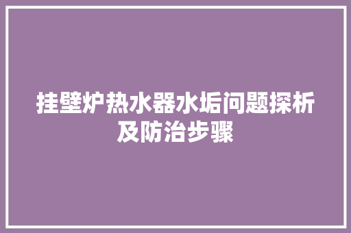 挂壁炉热水器水垢问题探析及防治步骤