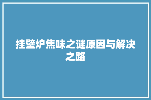 挂壁炉焦味之谜原因与解决之路