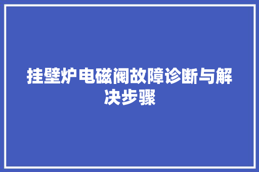 挂壁炉电磁阀故障诊断与解决步骤