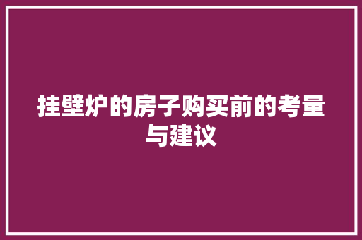 挂壁炉的房子购买前的考量与建议