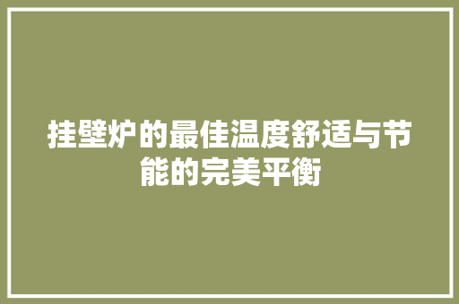 挂壁炉的最佳温度舒适与节能的完美平衡