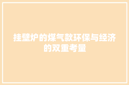 挂壁炉的煤气款环保与经济的双重考量
