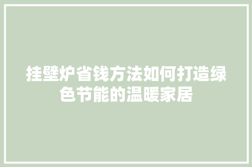 挂壁炉省钱方法如何打造绿色节能的温暖家居