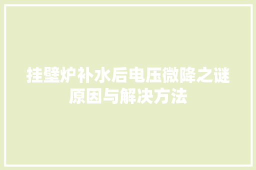 挂壁炉补水后电压微降之谜原因与解决方法