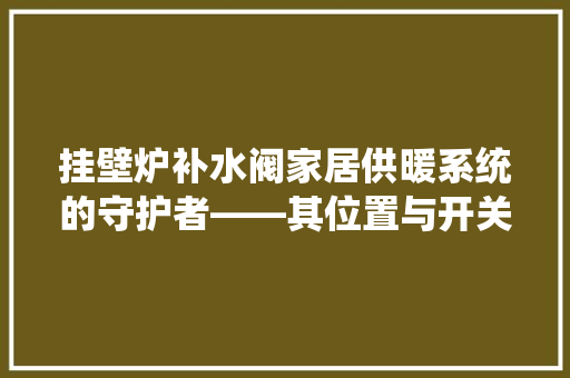 挂壁炉补水阀家居供暖系统的守护者——其位置与开关方法