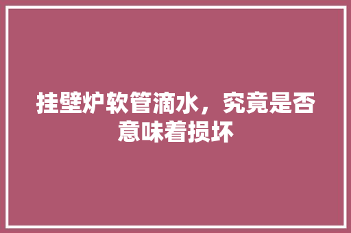 挂壁炉软管滴水，究竟是否意味着损坏