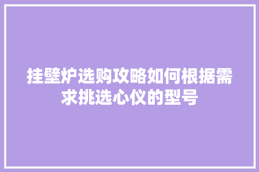 挂壁炉选购攻略如何根据需求挑选心仪的型号