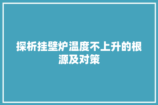 探析挂壁炉温度不上升的根源及对策