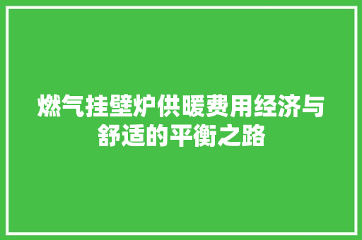 燃气挂壁炉供暖费用经济与舒适的平衡之路