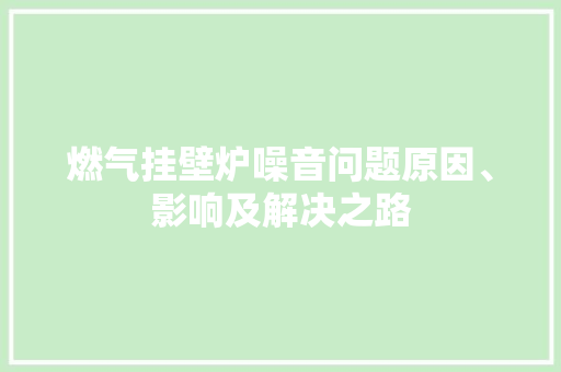 燃气挂壁炉噪音问题原因、影响及解决之路