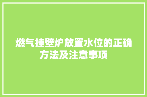 燃气挂壁炉放置水位的正确方法及注意事项