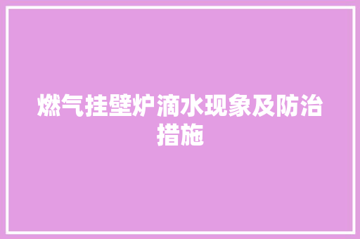 燃气挂壁炉滴水现象及防治措施