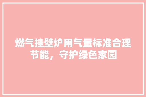 燃气挂壁炉用气量标准合理节能，守护绿色家园