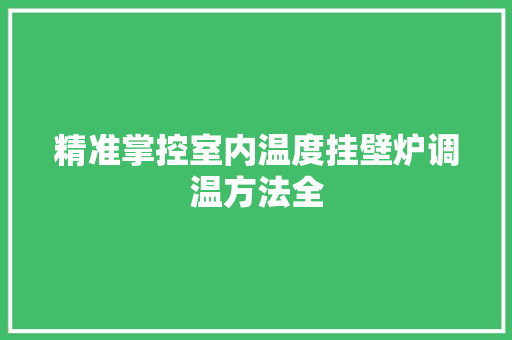 精准掌控室内温度挂壁炉调温方法全