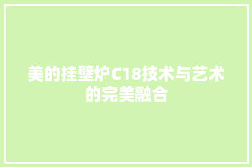 美的挂壁炉C18技术与艺术的完美融合