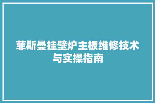 菲斯曼挂壁炉主板维修技术与实操指南