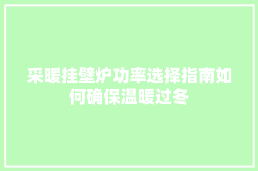 采暖挂壁炉功率选择指南如何确保温暖过冬