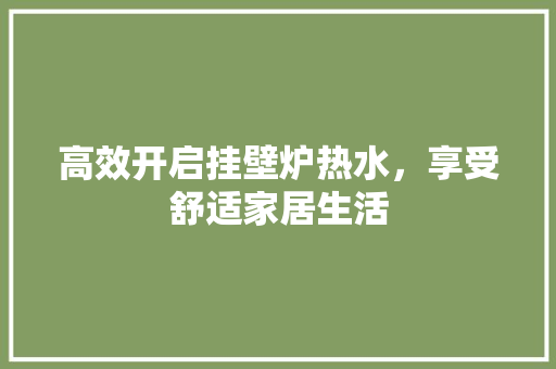 高效开启挂壁炉热水，享受舒适家居生活 厨房维修