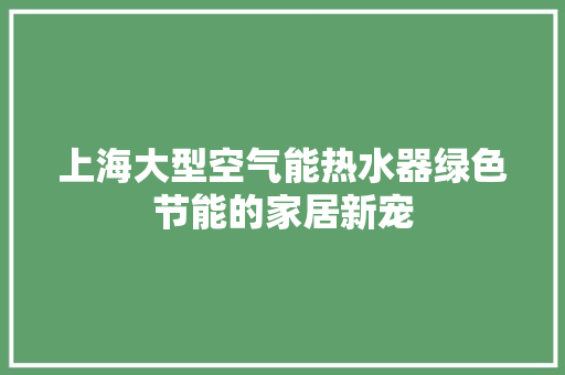 上海大型空气能热水器绿色节能的家居新宠