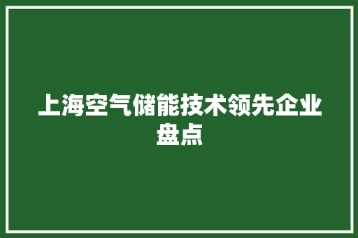 上海空气储能技术领先企业盘点 墙体维修
