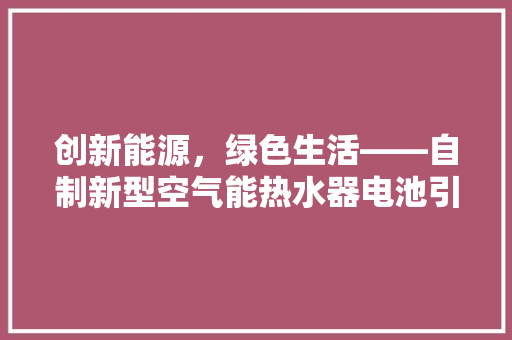 创新能源，绿色生活——自制新型空气能热水器电池引领环保潮流